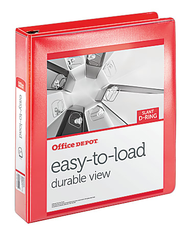 Office Depot® Brand Heavy-Duty Easy-To-Load View 3-Ring Binder, 1 1/2" D-Rings, Rio Red
