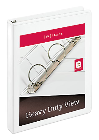 [IN]PLACE® Heavy-Duty Nonstick View 3-Ring Binder, 1" Round Rings, White