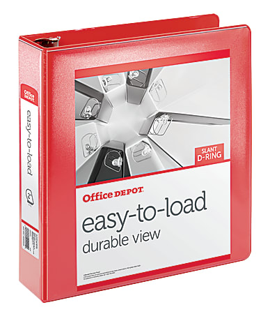Office Depot® Brand Heavy-Duty Easy-To-Load View 3-Ring Binder, 2" Slant Rings, Rio Red
