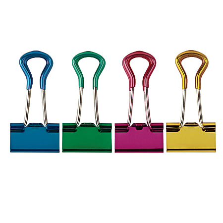 OfficeMax Grip Binder Clips, Small, Assorted Colors, Pack Of 24