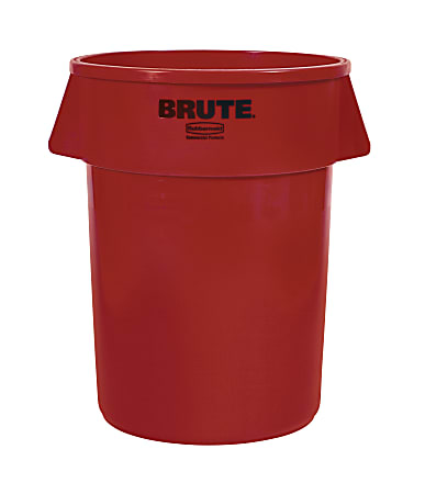 Rubbermaid® Brute Round Plastic Trash Can, 31 1/2" x 24", 44 Gallons, Red