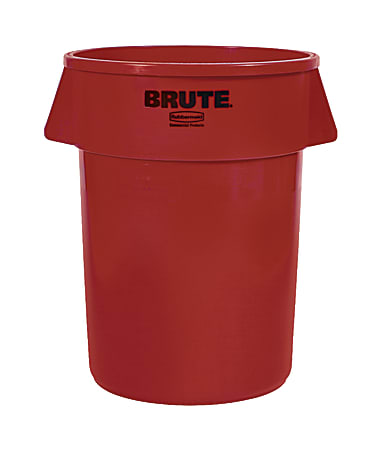 Rubbermaid® Brute Round Plastic Trash Can, 31 1/2" x 24", 44 Gallons, Red