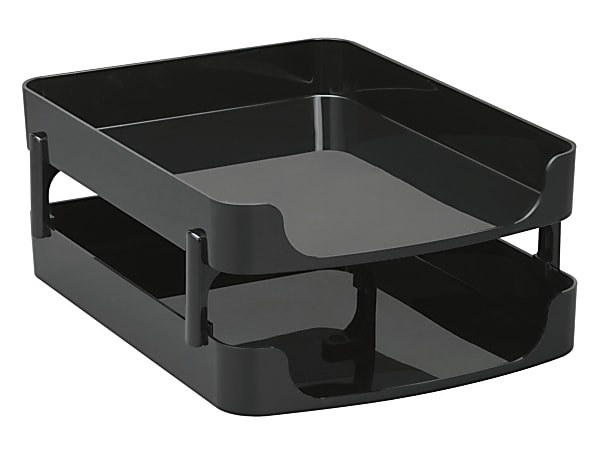 Officemate® OIC® 2200 Series Letter Trays, Front-Load, 5 1/2" x 10" x 13 1/2", Black, Pack Of 2