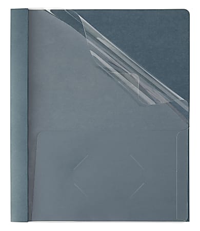Office Depot® Brand Clear-Front Report Covers With Pocket, 8 1/2" x 11", 1/2" Capacity, Navy, Pack Of 25