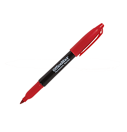OfficeMax Permanent Marker Pens, Fine Point, Red, Pack Of 12