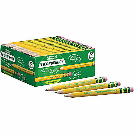 Ticonderoga Golf Pencils With Erasers Presharpened 2 Lead Pack of 72 -  Office Depot