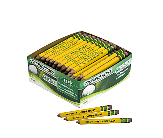 Ticonderoga® Golf Pencils With Erasers, Presharpened, #2 Lead, Pack of 72