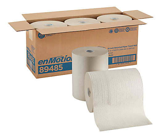 enMotion® 10" Paper Towel Rolls, 1-Ply, 10"x 800', 100% Recycled Fiber, Brown, 800 ft Per Roll, 3 Rolls Per Case