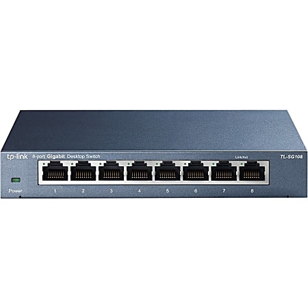 TP Link 8 Port Gigabit Ethernet Desktop Switch TL SG108 - Office Depot