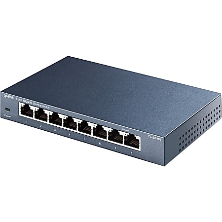 TP Link 8 Port Gigabit Ethernet Desktop Switch TL SG108 - Office Depot