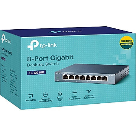 TP-Link TL-SG108 8 Port Gigabit Unmanaged Ethernet Network Switch, Ethernet  Splitter Plug & Play Fanless Metal Design Shielded Ports Traffic