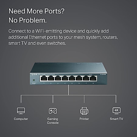  TP-Link 8 Port Gigabit Switch, Easy Smart Managed, Plug &  Play, Desktop/Wall-Mount, Sturdy Metal w/ Shielded Ports