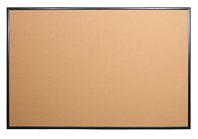 Office Depot® Brand Cork Bulletin Board, 48" x 72", Aluminum Frame With Black Finish