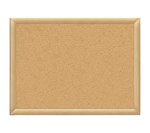 Office Depot® Brand Standard Cork Board, 1 1/2' x 2', Natural Cork, Oak Finish Frame