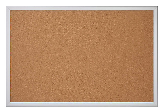 Office Depot® Brand Cork Bulletin Board, 36" x 60", Aluminum Frame With Silver Finish