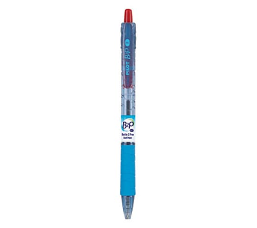Pilot® B2P Recycled Retractable Ballpoint Pens, Fine Point, 0.7 mm, Blue Barrel, Red Ink, Pack Of 12