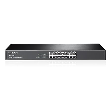 TP-LINK TL-SF1016 16-Port 10/100Mbps Switch, 19-inch, Rackmount, 3.2Gbps Capacity
