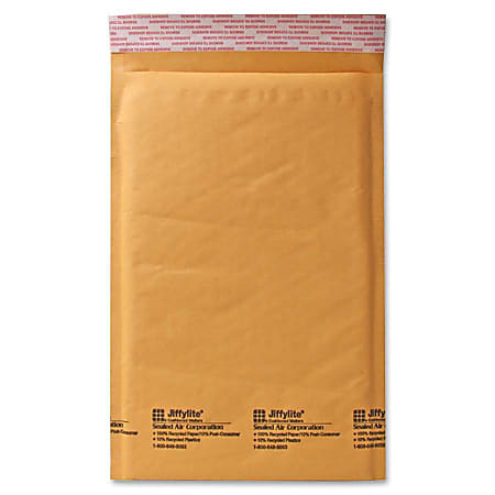 Sealed Air Self-Seal Bubble Mailers, 7 1/4" x 12", Kraft, Case Of 100