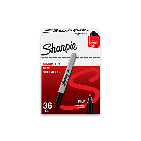 Sharpie® Permanent Fine-Point Markers, Black, Pack Of 36