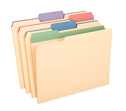 Pendaflex® Color Tab File Folders, 1/3 Cut, 8 1/2" x 11", Letter Size, Assorted Colors, Box Of 50
