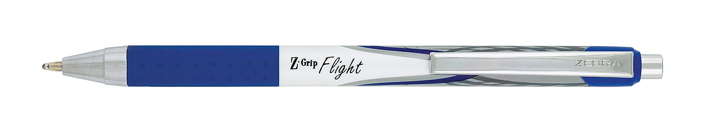 Zebra&reg; Z-Grip&trade; Flight Pens, Bold Point, 1.2mm, White Barrel, Blue Ink, Pack Of 12