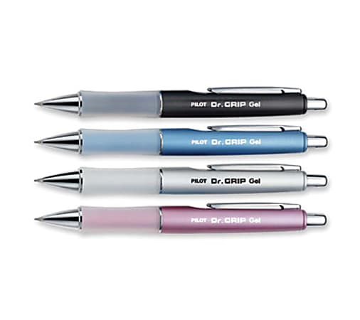 Pilot® Dr. Grip Retractable Gel Rollerball Pen, Fine Point, 0.7 mm, Assorted Barrel, Black Ink