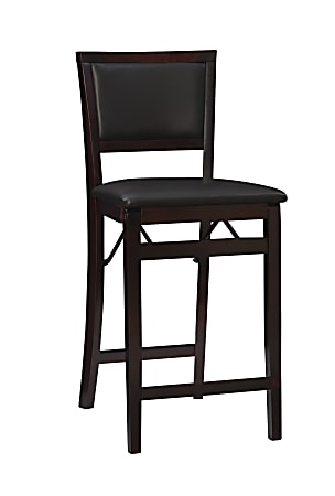 Linon Baker Faux Leather Folding Counter Stool, Espresso/Dark Brown