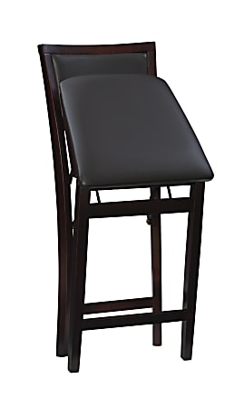 Linon Baker Faux Leather Folding Counter Stool EspressoDark Brown