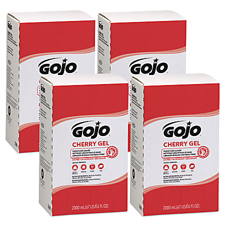 GOJO® Gel Pumice Hand Soap Cleaner, Cherry Scent, 67.6 Oz, Case Of 4 Refills