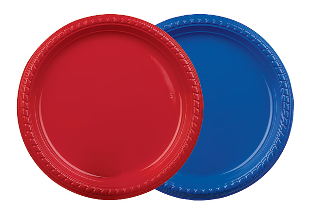 Solo Plastic Plates, 9", Blue, Pack Of 25