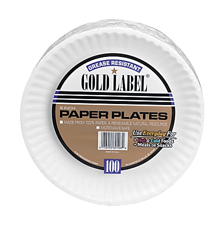 White Plastic Plates with Gold Scalloped Edge (9 Inches, 50 Pack