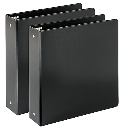 Just Basics® Economy Reference 3-Ring Binder, 2" Round Rings, Black, 64% Recycled, Pack Of 2