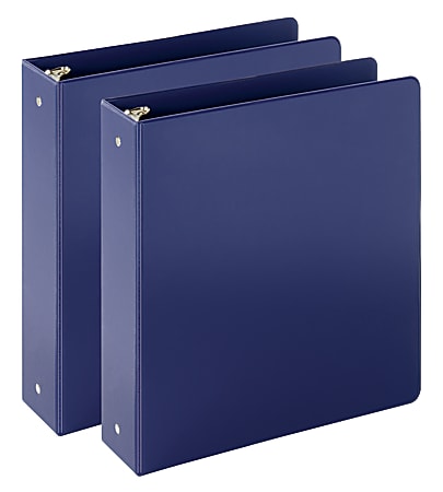 Just Basics® Economy Reference 3-Ring Binder, 2" Round Rings, Blue, 64% Recycled, Pack Of 2