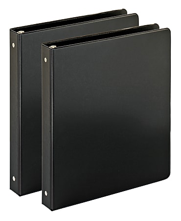 Just Basics® Economy Reference 3-Ring Binder, 1" Round Rings, Black, 64% Recycled, Pack Of 2