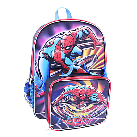 Backpack With Lunch Kit, Marvel Boys' Spider-Man, Black/Red