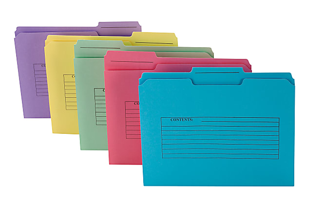[IN]PLACE Printed Noted File Folders, Letter, Assorted Colors, 1/3 Cut
