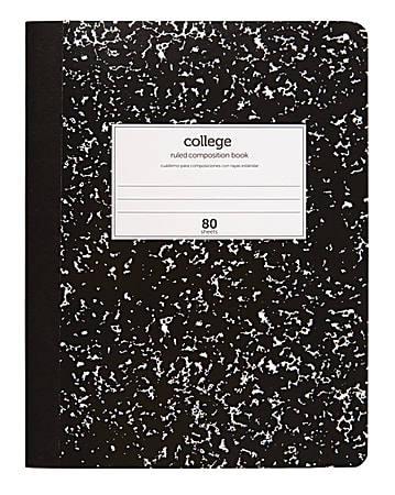 Office Depot® Composition Book, 9 3/4" x 7 1/2", College Ruled, 80 Pages (40 Sheets), Black/White