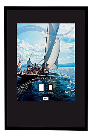 Uniek Gallery Poster Frame, 24" x 36", Matted For 18" x 24", Black