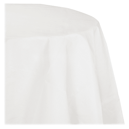 Converting Creative Round Tablecover - 82" Diameter - Tissue, Plastic - White - 12 / Carton
