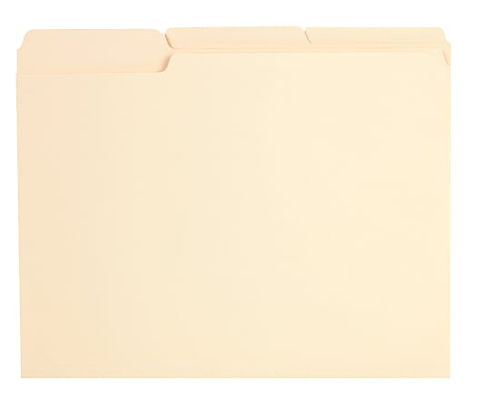 Office Depot® Brand Reinforced File Folders, 1/3-Cut Tabs, Letter Size, Manila, Box Of 100