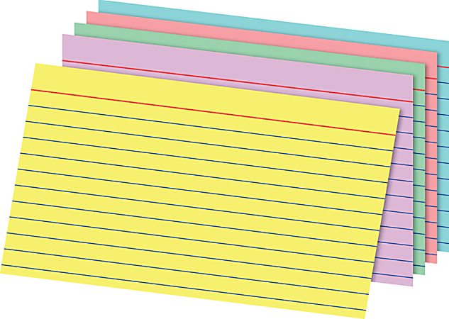Office Depot® Brand Rainbow Index Cards, Ruled, 5" x 8", Assorted Colors, Pack Of 100