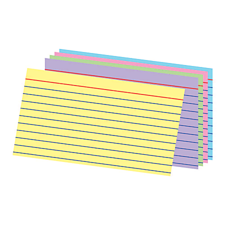 Office Depot® Brand Ruled Rainbow Index Cards, 3" x 5", Assorted Colors, Pack Of 100