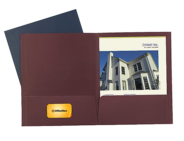 Office Depot® 2-Pocket Linen Folders, 9 1/2" x 11 3/4", Letter Size, Navy, Pack Of 10