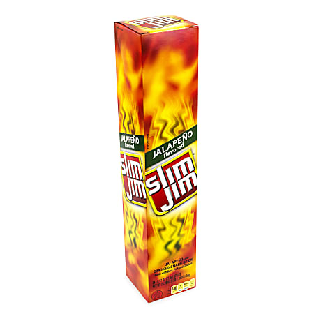 Slim Jim Jalapeno Smoked Snack Sticks, 0.97 Oz, Pack Of 24