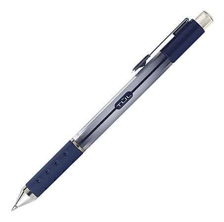 TUL® GL Series Retractable Gel Pens, Medium Point, 0.7 mm, Silver Barrel, Blue Ink, Pack Of 4 Pens