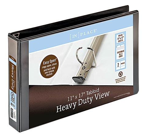 Heavy-Duty View Binders By [IN]PLACE®, 2" Rings, 59% Recycled, 565-Sheet Capacity, Black