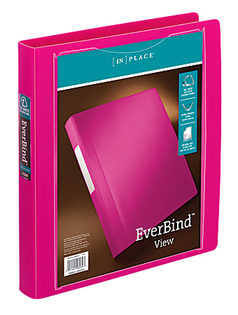 Office Depot® Brand EverBind™ View 3-Ring Binder, 1" D-Rings, Pink