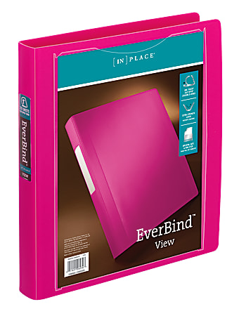 Office Depot&reg; Brand EverBind&trade; View 3-Ring Binder, 1&quot; D-Rings, Pink