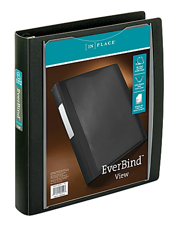 Office Depot® Brand EverBind™ View 3-Ring Binder, 1 1/2" D-Rings, Black