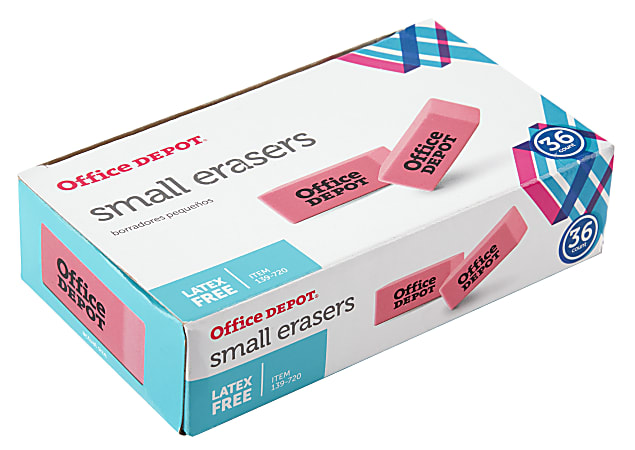 Office Depot® Brand Pink Bevel Erasers, Small, Box Of 36